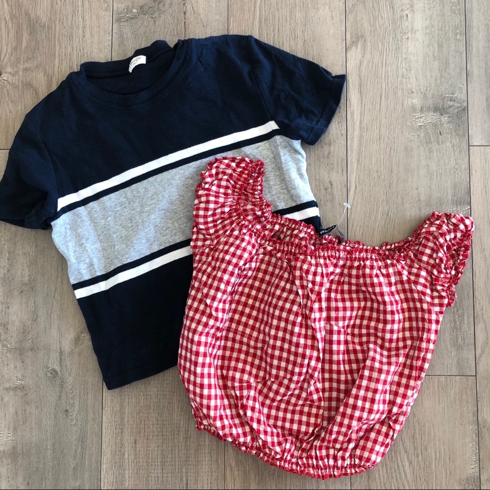 Brandy Melville T-shirt & checkered top 2 pieces